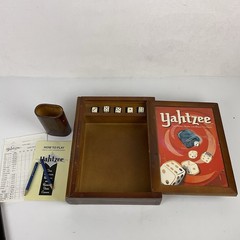 Yahtzee Vintage Game Collection Wooden Bookshelf Edition Retro Wood Box