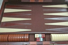 Vintage Backgammon Briefcase Set Game Folding Carry Case Brown No Manual