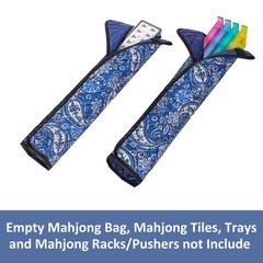 Soft Blue Mahjong Bag Case – Printed Design with 2 Wrappers, Tiles Not Included