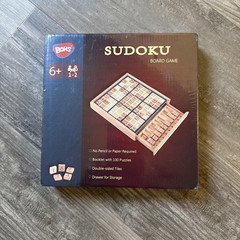 BOHS Wooden Sudoku Board Game w/Drawer 100 Puzzles for Adults & Kids NEW/SEALED