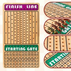 Horse Race Board Game with 11 Luxury Metal Horses, 4 Dice, 2 Card Boxes and Thic
