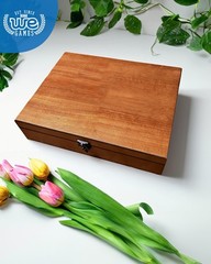 WE Games Old World Wooden Box with 12.125 x 9.625 x 3 inches, Walnut Finish
