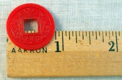 33 Vintage (1940s) Mah Jongg Fancy Coins/Chips Square Center Red