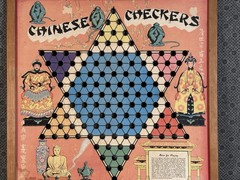 Vintage Whitman #5334 Chinese Checkers Game Board – 1944 – Wood Frame Lithograph