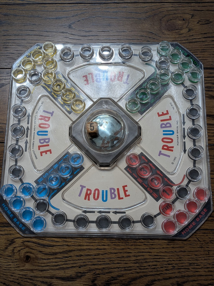 Vtg 1965 POP-O-MATIC Trouble Board Game (Board Only) Kohner Bros. *READ