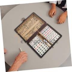 Vintage Chinese Mahjong Set Traditional 144 Tiles Mah-Jong Game Set w/ Case Box