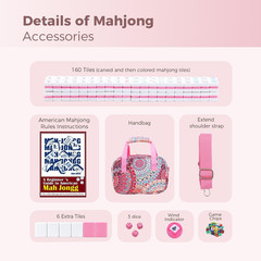 American Mahjong Tile Set with Printed Handbag, 166 Premium Pink Tile and Access