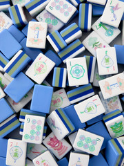 160Pcs 4-Layer Acrylic Blue Engraved American Mahjong Set fast ship