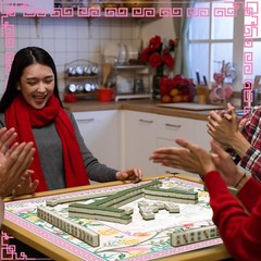 FYSUIMUC Pink Bird Floral Mahjong Mat W/ Carrying Bag 31.5″ x 31.5″ Table Mat