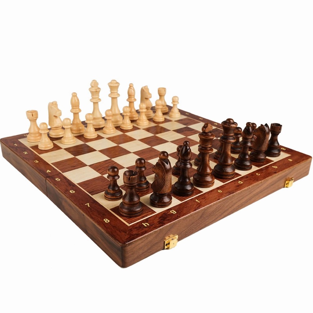 15 Walnut Chess Set with Storage Board for Adults & Children 2 Players