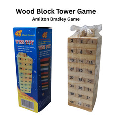48 Pieces Tumbling Tower Wood Block Amilton Bradley Game, For Ages 8 To Adult