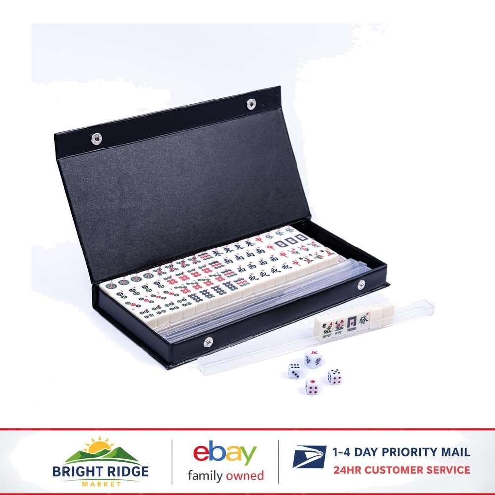 Mini Mahjong Game with Numbered Tiles, Racks and Easy-to-Follow Instructions