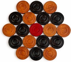 Professional Wooden Carrom Men Coins Set � 24 Pc Tournament Set with Striker