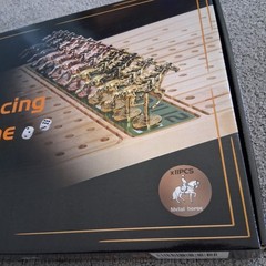 Horse Race Board Game Racing Game Solid Wood w 11 Luxurious Metal Horse Figures