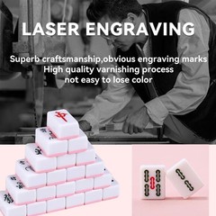 Compact 20mm Pink Travel Mahjong Set with Racks & Instructions for 4 Players
