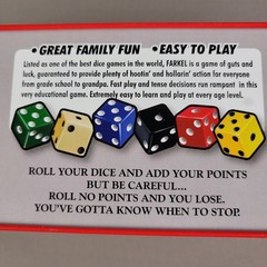 Farkel Party Dice Game Complete w. score cards & instructions original metal box