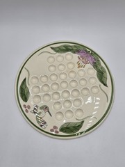 Amsbury Marble Solitaire Game Board Hummingbird Floral Ceramic With Marbles