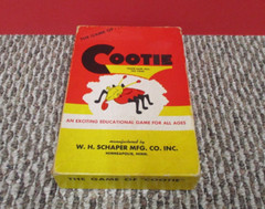1949 Vintage Cootie Game Box Is 6×9 Inches Missing 1 Leg Green Heads EX