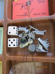 1973 Parker Brothers Monopoly Game with 10 Metal Player Tokens, faux wood tray