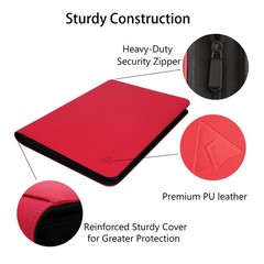 Rieton 16 Pocket 1000+ Pockets Card Binder, Large 3.7x 2.7 inches, Red