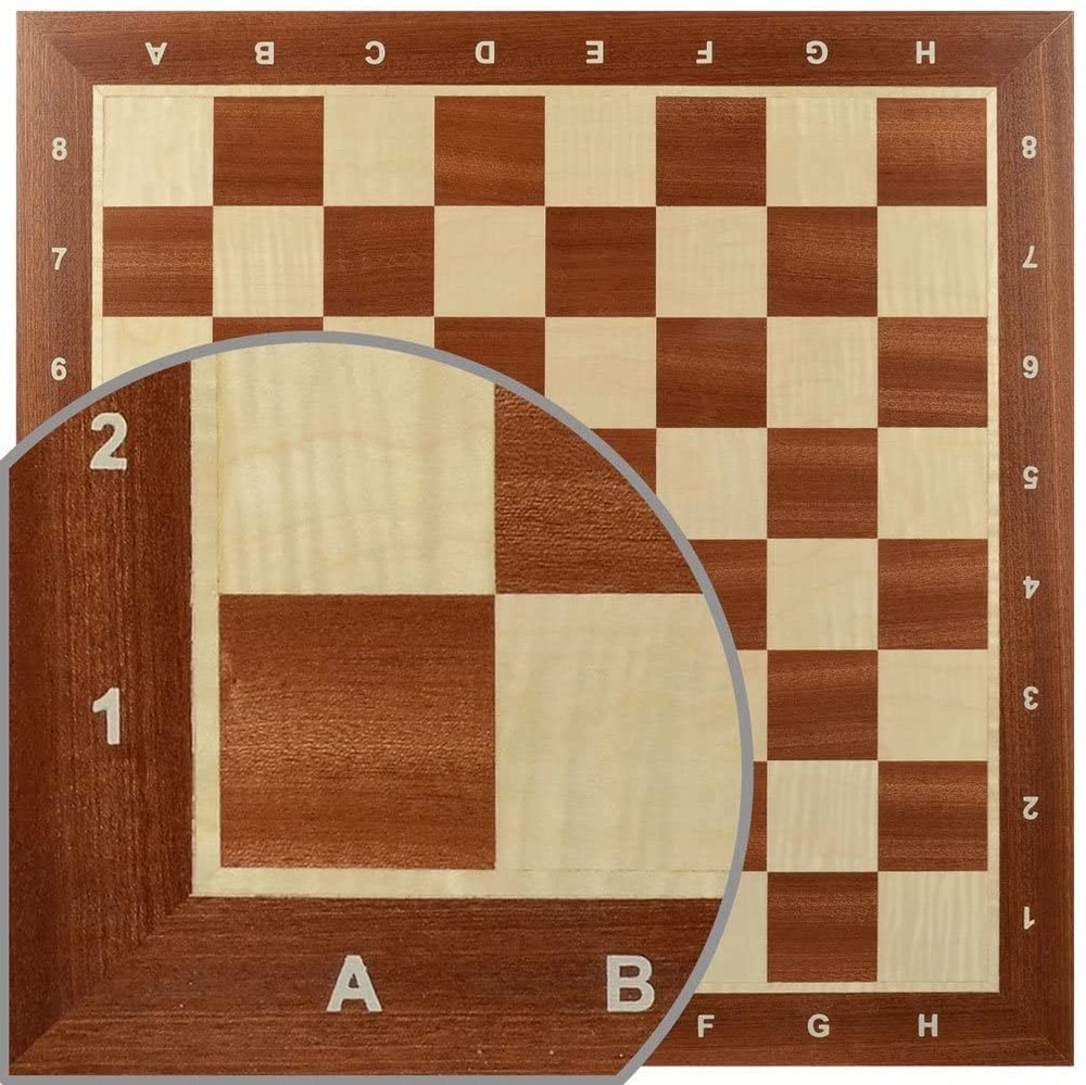 Professional Tournament Wooden Chess Boards, No. 5 – Inlay (2″, Notation)