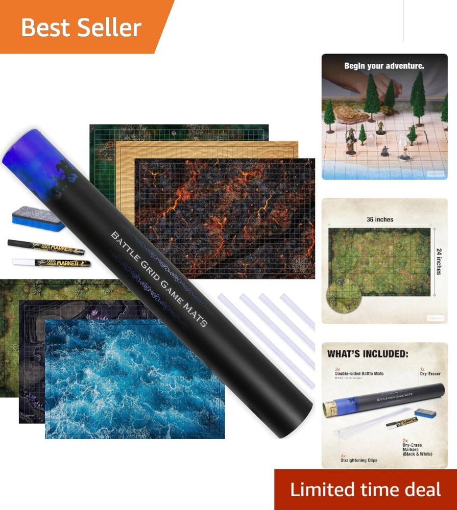 Ultimate DND Battle Set: 3 Double-Sided Mats & 6 Terrains – Waterproof & Compact