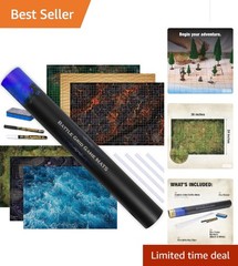 Ultimate DND Battle Set: 3 Double-Sided Mats & 6 Terrains – Waterproof & Compact