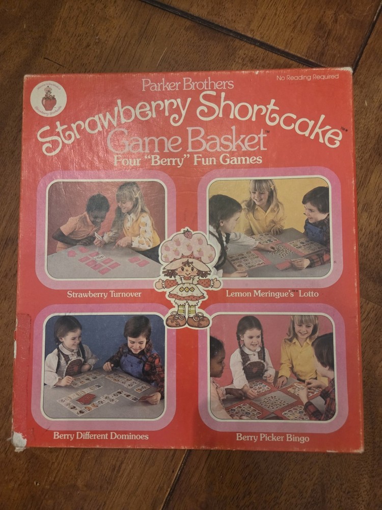 Vintage 1981 Stawberry Shortcake Game Basket Four “Berry” Fun Games Parker Bros