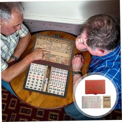 Vintage Chinese Mahjong Game Portable Set 144 Tiles w/ Storage Case Family Game