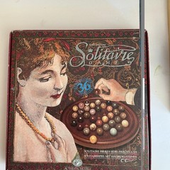 Authentic Models Semi-Precious Solitaire Game 36 Handmade Marbles In Box