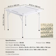 VEVOR Mahjong Table 4 Player Folding Card Table & 4 Cup Holders Chip Trays White