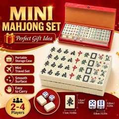 Mini Mahjong Set 144 Tiles 2 Dice Portable Travel Table Game for Family Gift US!
