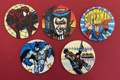 Vintage 1990’s Lot Of 5 DC/Marvel Comics Pogs /Milk Caps Superman/Batman New