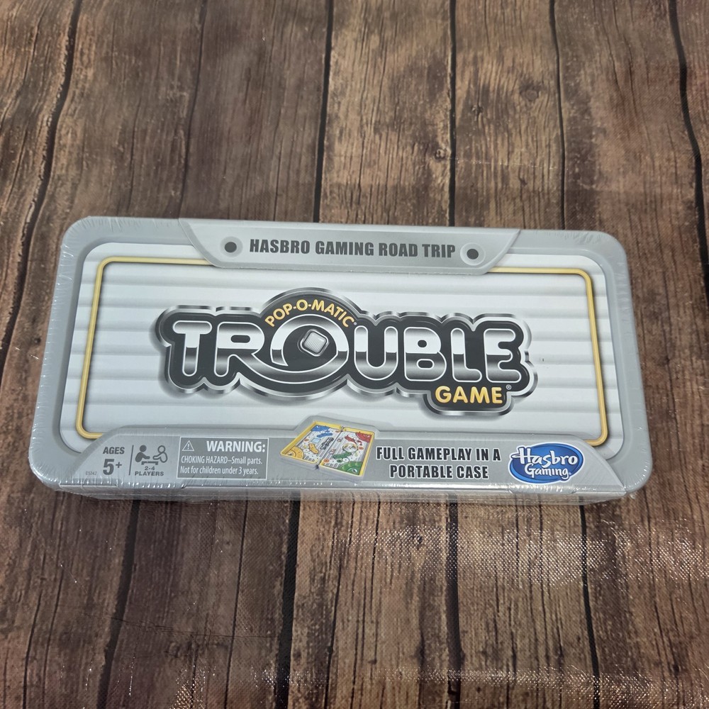 Hasbro Trouble Game Road Trip Series Portable Ages 5 & Up 2-4 Players Metal Case