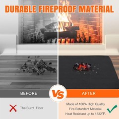 Fireplace Rugs Fire Resistant – 28 X 48 X 0.04 Inch 2’4″ x 4′ (Square), Black