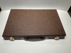 Cardinal Backgammon Set with 1.5″ Resin Beige & Brown Checkers- Nice Basic Set