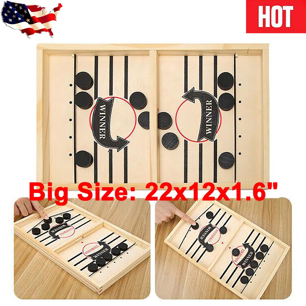 2x Fast Sling Puck Desktop Game Winner PK Board Game Children Toys Gift Big Size