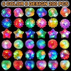 Glow Rings Multicolor Pack of 200 Led Bulk Party Supplies6 Light Kids Adults