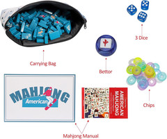 American Mahjong Tile Set with Carrying Bag and Accessories, 160 Acrylic Engrave