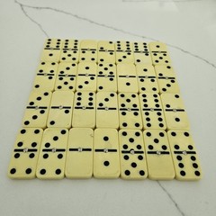 Double Six Dominoes Set Red Faux Leather Case Travel Compact Game