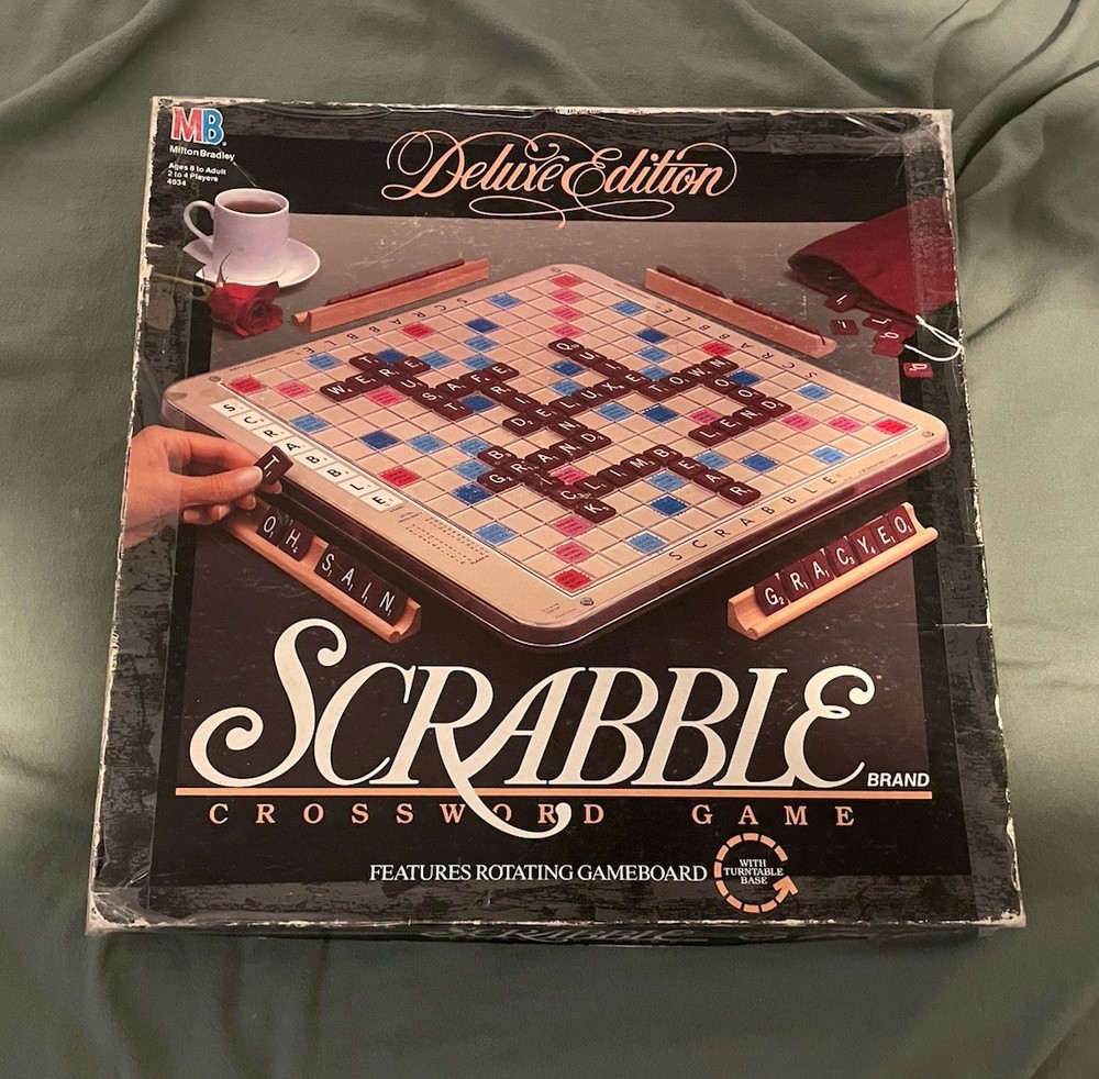 Milton Bradley 4034 Scrabble Deluxe Edition Board Game 1989 Complete Used Clean