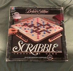 Milton Bradley 4034 Scrabble Deluxe Edition Board Game 1989 Complete Used Clean