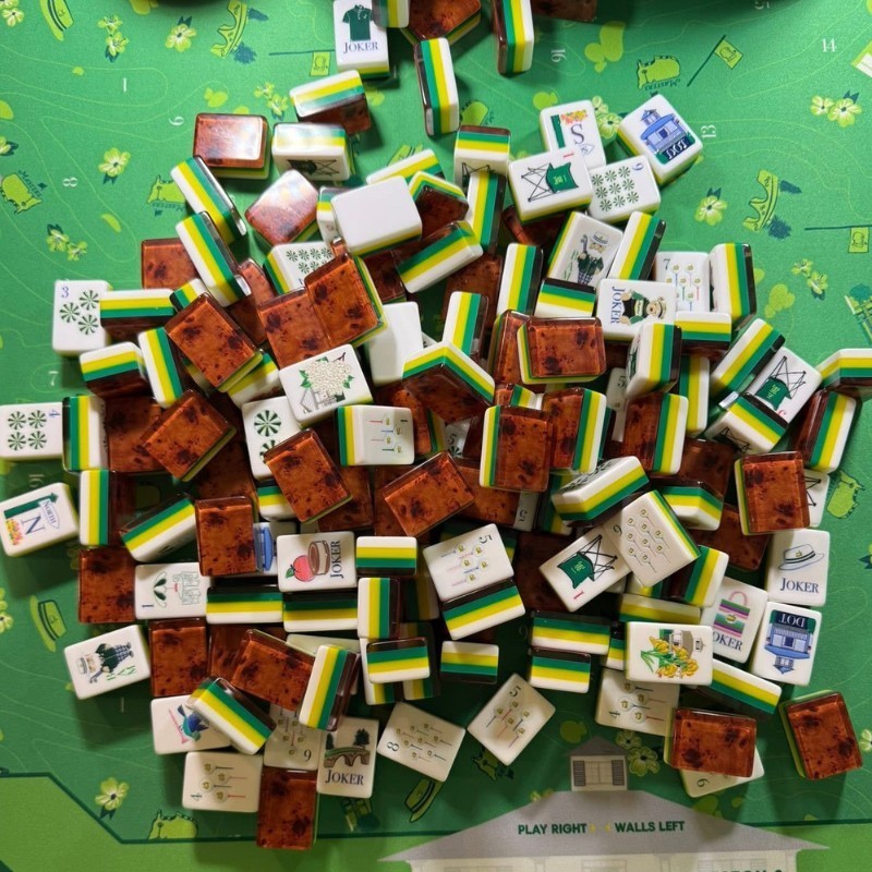 2026 Luxury Green Golf Masters American Version Acrylic Mahjong Set & Tiles