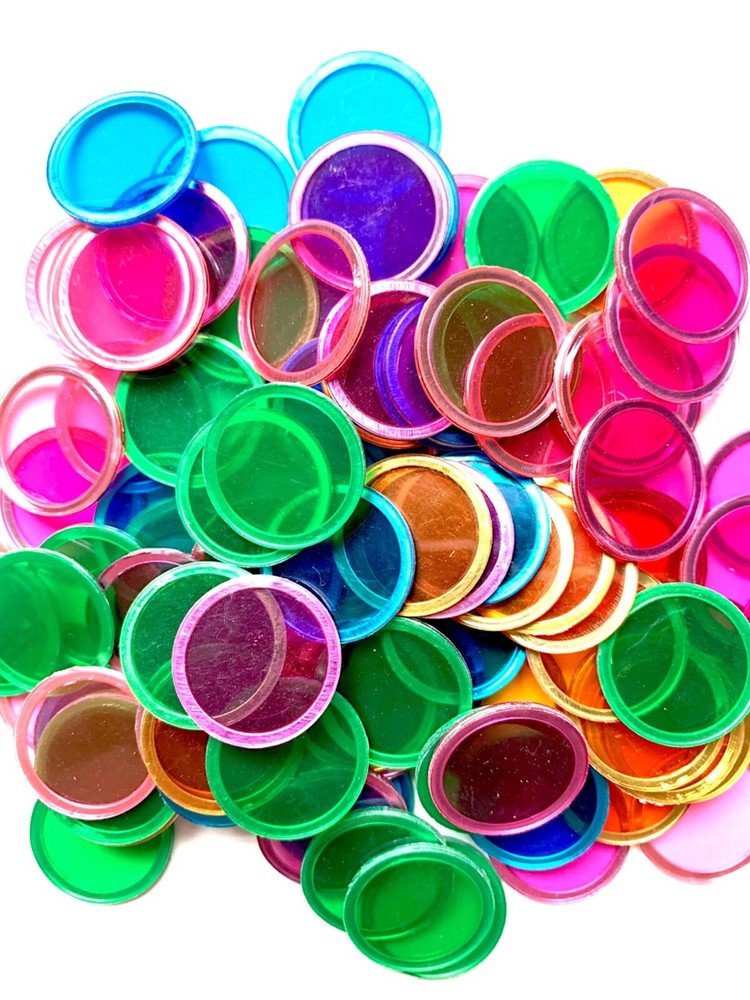 Assorted Multi Color Magnetic Bingo Chips 3/4″ Size- Bag of 300- Six Color Mix