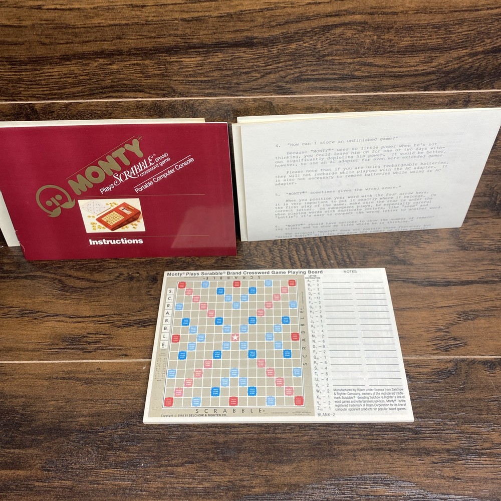 Vintage Monty Scrabble Score Pad Booklet Rules Manual Selchow & Righter
