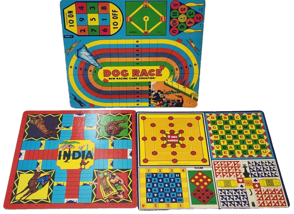 Vintage Lot of 3 Game Boards Transogram Various Games 1950’s