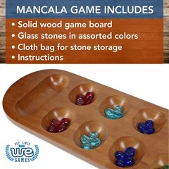 WE Games Solid Wood Mancala Board Game with Walnut Stain – 22 in.