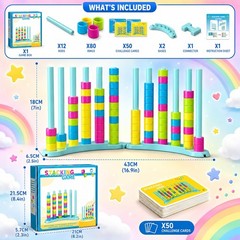 2 Pack Color Stack Challenge Game – Stacking Board Game Set with 2-4 Players Kid
