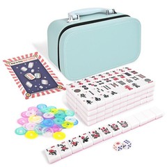 Travel Mahjong Tile Set – 166 1.2″ Tiles, Storage Box, Dice, Chips & Manual