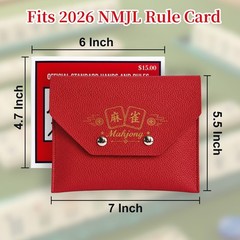 Leather Mahjong Card Sleeve Holder, 7×5.5 Inch Magnetic Closure Protective Ca…